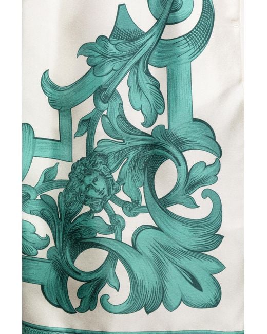 Versace Green Baroque Print Silk Shorts for men