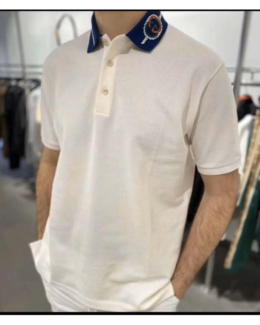 Gucci White Interlocking G Polo Shirt for men