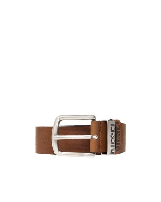 DIESEL Brown Logo B Visible Belt for men