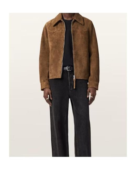 AllSaints Brown Dellcot Suede Jacket for men