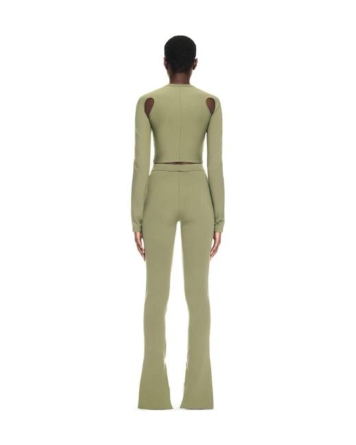 Off-White c/o Virgil Abloh Green Logo-Print Bootcut Leggings