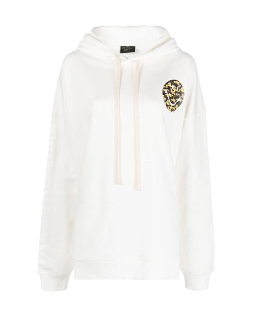 Joshua Sanders White Smiley-Print Drawstring Hoodie