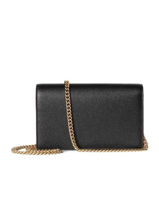 Gucci Black Gg Marmont Chain Wallet