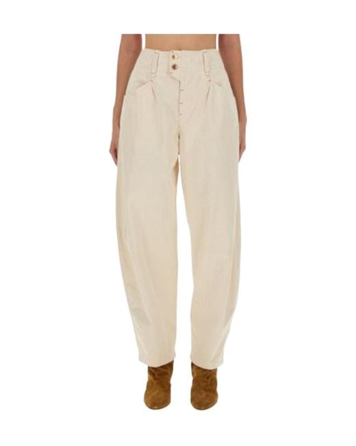 Isabel Marant Natural High-Waist Wide Leg Pants