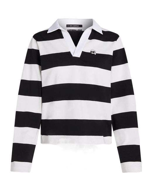 Karl Lagerfeld Blue Ikonik Striped Long-Sleeve T-Shirt