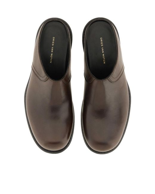 Dries Van Noten Brown Round Toe Clogs for men