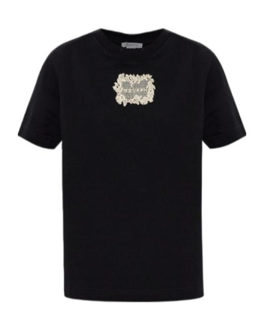 McQueen Black Lace Appliqué T-Shirt