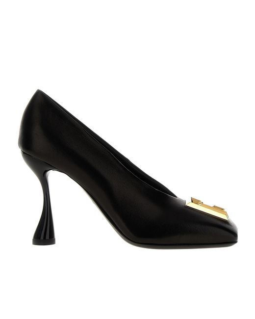 Balmain Black Eden Logo Plaque Pumps
