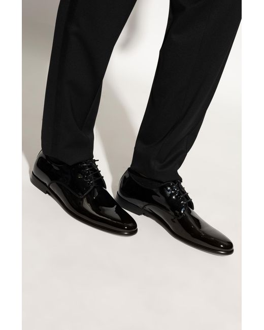 Dolce & Gabbana Black Round Toe Derby Shoes for men