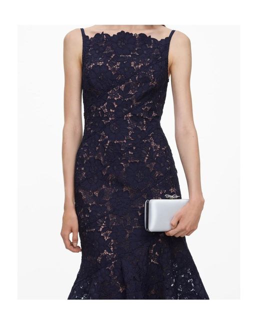 Self-Portrait Blue Spiral Lace Midi Dress