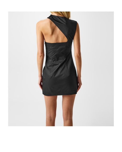 St. Agni Black Asymmetric Tuck Mini Dress