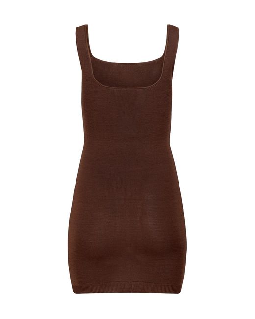 Entire studios Brown Square-Neck Mini Dress