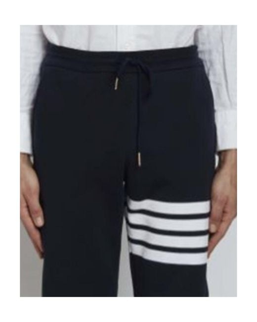 Thom Browne Blue Logo Casual Sweatpants for men