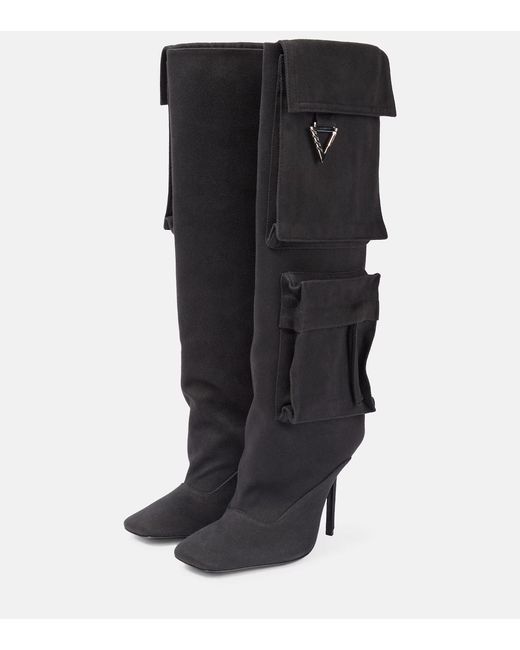 The Attico Black Sienna Canvas Knee-High Boots
