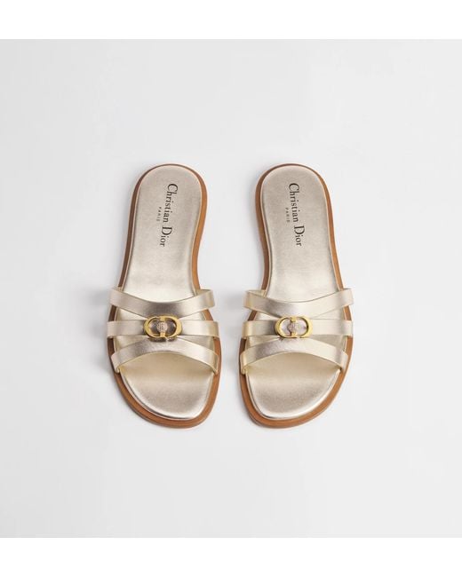 Dior White Strappy Embellished Flat Sandals