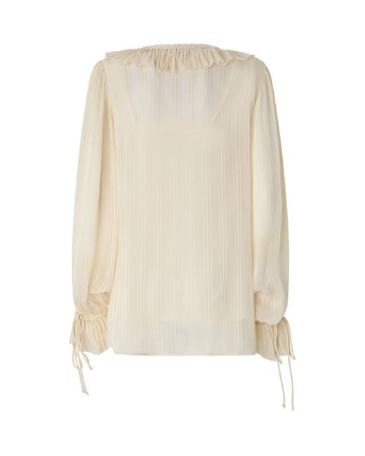 Pinko Natural Biddy Ruffled Long Sleeved Blouse