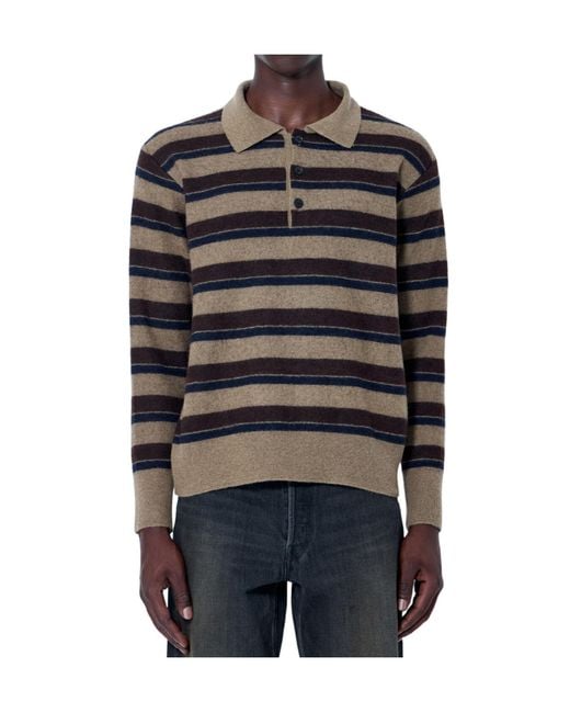 Ssstein Black Striped Knitted Polo Shirt for men