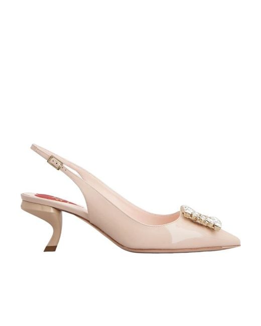 Roger Vivier Natural Virgule Buckle Slingback Pumps