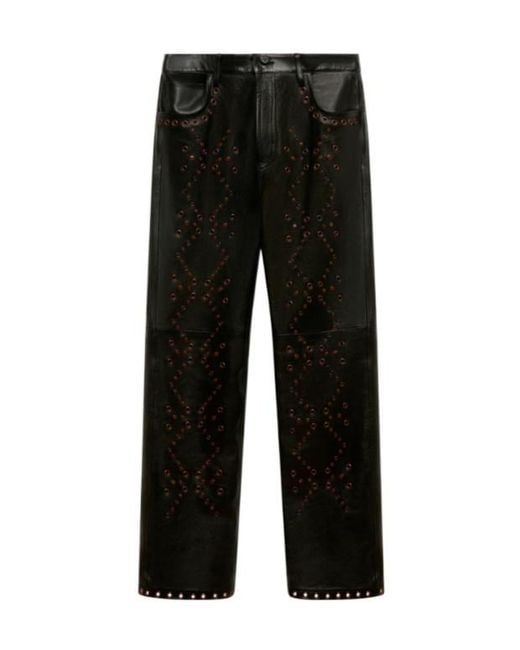 Marni Black Leather Trousers With Studded Front for men