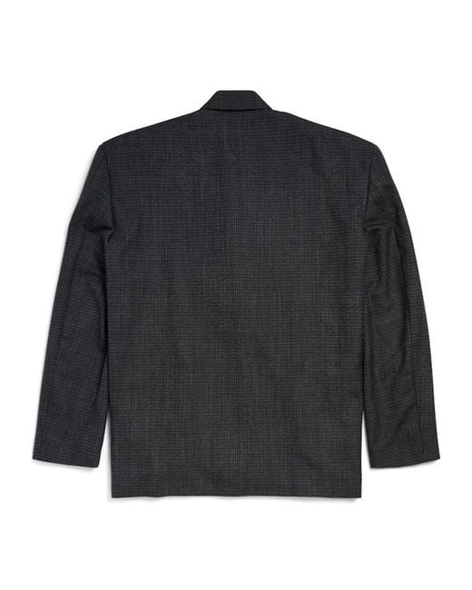 Balenciaga Black Check Detailed Tailored Jacket for men