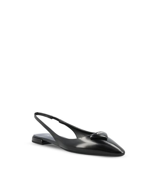 Prada Black Slingback Flat Sandals