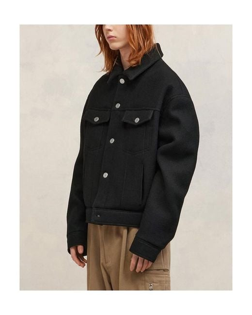 AMI Black Long-Sleeve Wool Jacket for men
