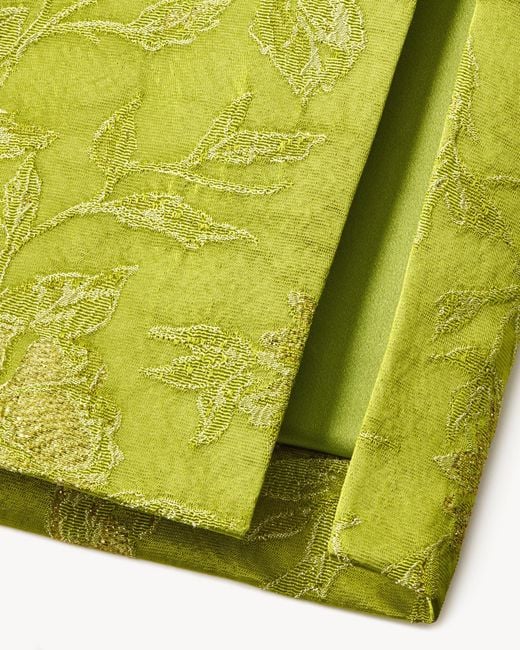 Saint Laurent Green Brocade Midi Skirt
