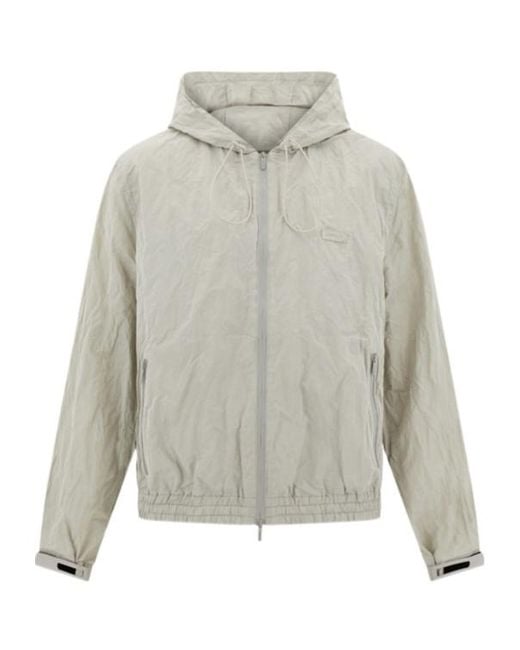 Ferragamo Gray Ferragamo Hooded Windbreaker Jacket for men