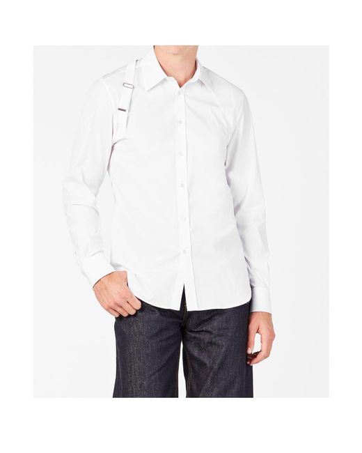 McQueen White Long-Sleeved Shirt for men