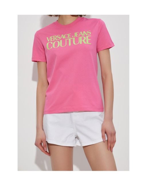 Versace Jeans Pink Couture Logo Print Casual Top