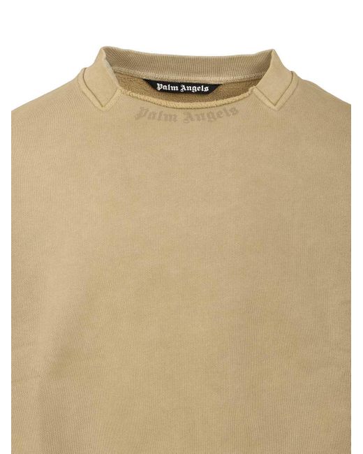Palm Angels Natural Curved Logo Sweatshirt for men