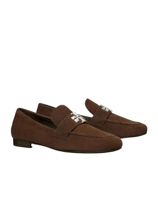 Tory Burch Brown Eleanor Logo Plaque Loafers