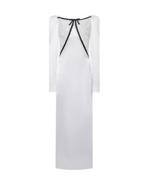 Alessandra Rich White Satin Evening Dress