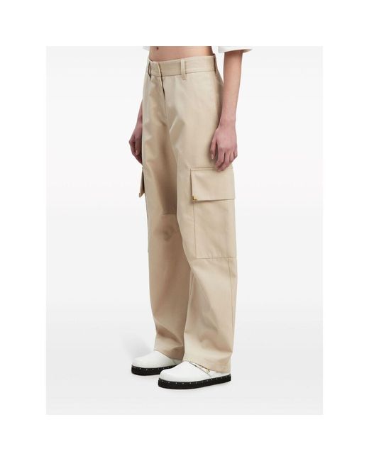 Palm Angels Natural Carrot-Cut Mid-Rise Trousers