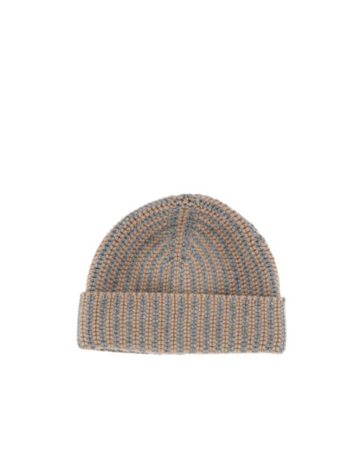 Lorena Antoniazzi Brown Striped Knit Hat