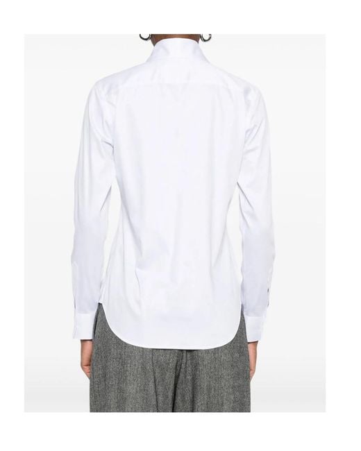 Mazzarelli White Long-Sleeve Button-Up Shirt