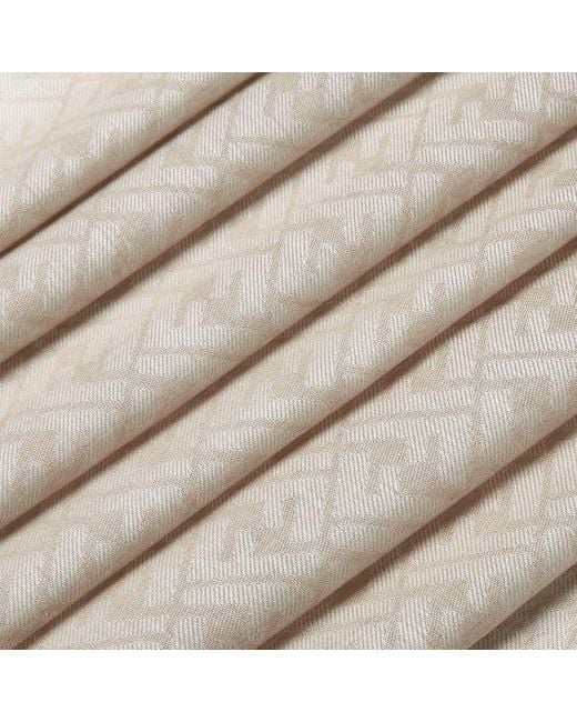 Fendi Natural Ff-Jacquard Frayed Edge Scarf