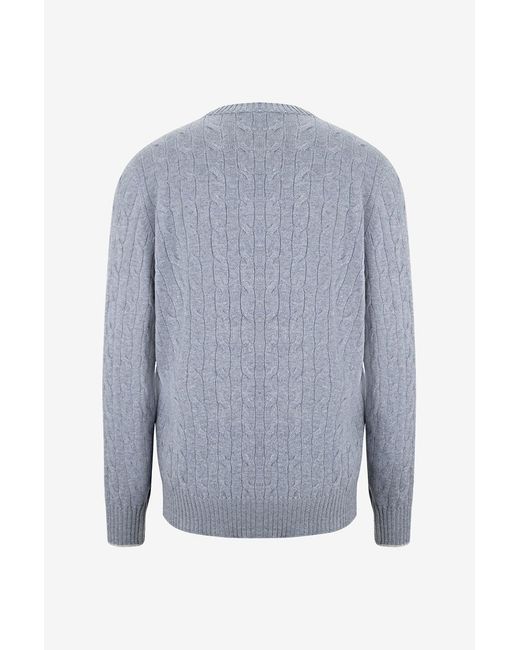 Brunello Cucinelli Blue Long-Sleeved Sweater for men