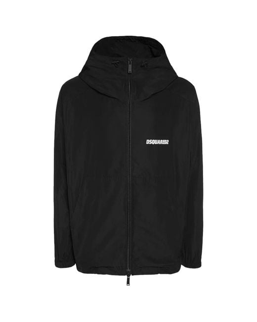 DSquared² Black Zip-Up Hooded Jacket for men