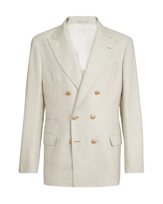 Brunello Cucinelli White Prince Of Wales Deconstructed Blazer for men