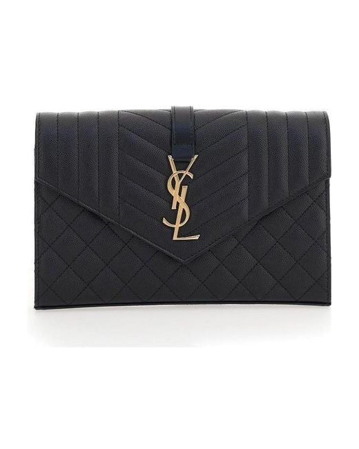 Saint Laurent Black Monogram Chained Wallet