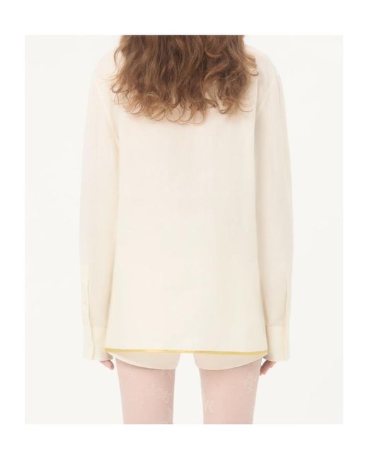 Valentino Natural Embroidered Button-Up Shirt
