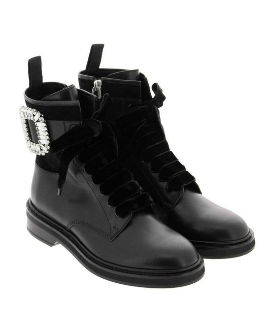 Roger Vivier Black Rhinestone Ankle Boots
