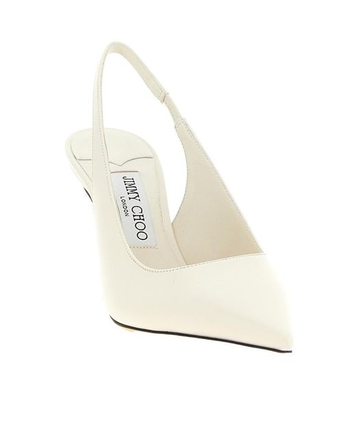 Jimmy Choo White Love 85 Pointed Toe Slingback Pumps