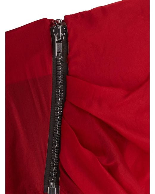 Rick Owens Red Lido Asymmetric Long Top