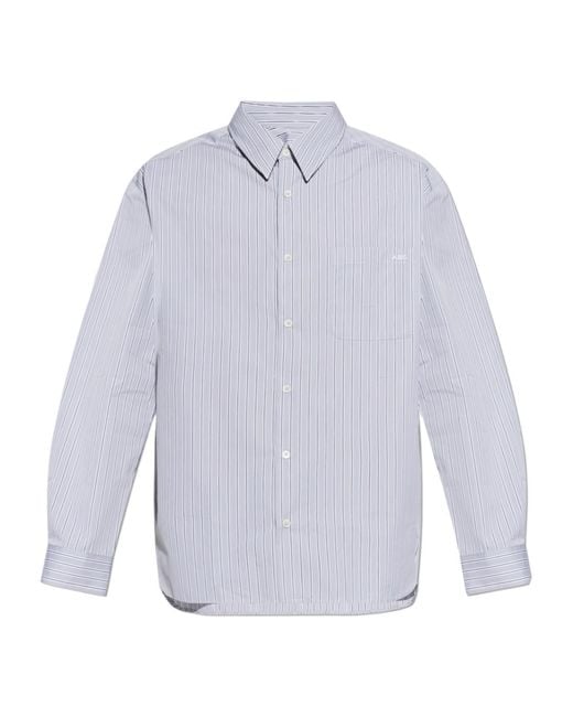 A.P.C. White Button-Up Striped Shirt for men