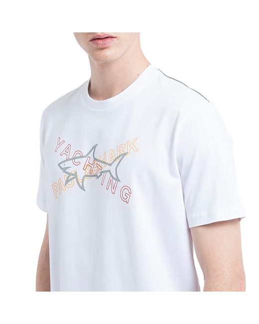 Paul & Shark White Logo T-Shirt With Round Neck Pattern for men