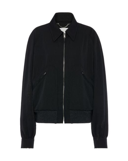 Maison Margiela Black Zip-Up Bomber Jacket