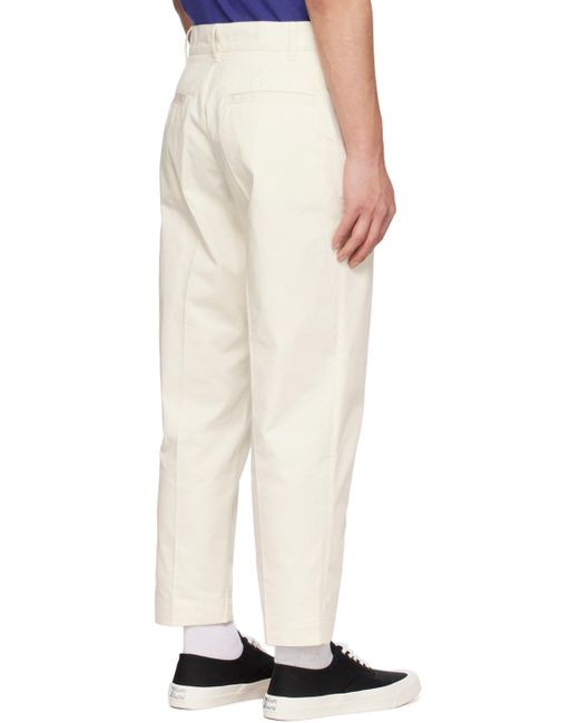 Maison Kitsuné White Cropped Cotton Trousers for men
