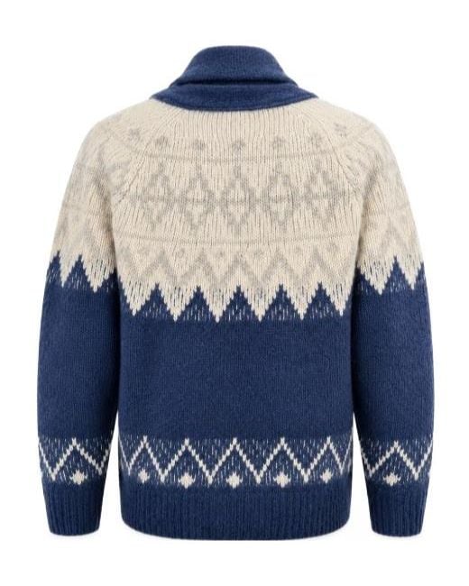 Eleventy Blue Shawl Collar Jacquard Cardigan for men